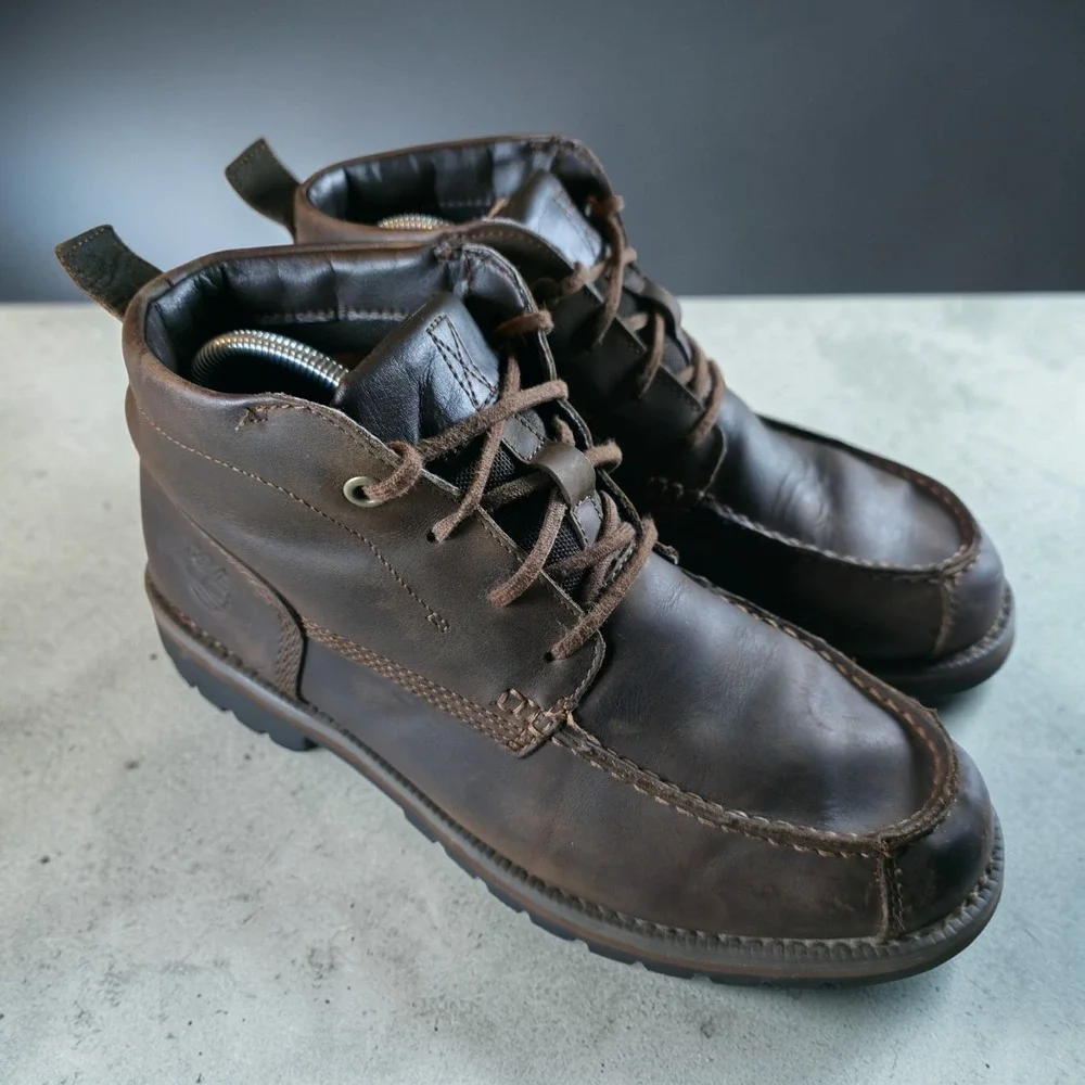 Timberland‎ Grantly Chukka Leather Moc Toe Ankle Shoe Boots Brown Size 9.5 A1859